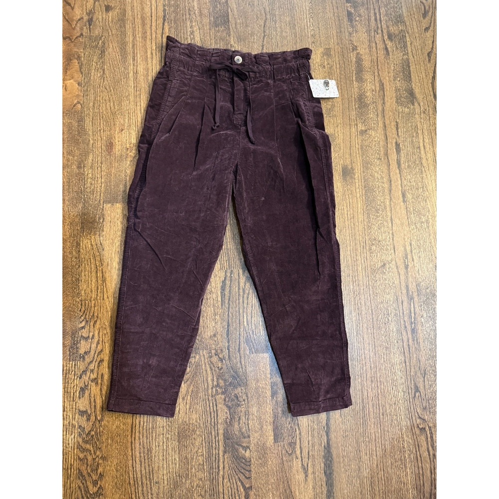 Free People Margate Corduroy Paperbag Trousers Size XS Rose Panther - Picture 3 of 15